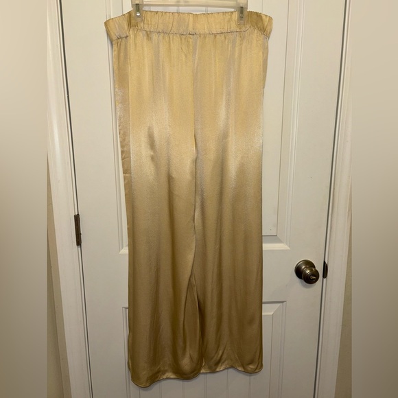 J. Crew Astrid Wide Leg Pant in Luster Crepe Satin Size 16 Champagne Off White - Picture 3 of 10
